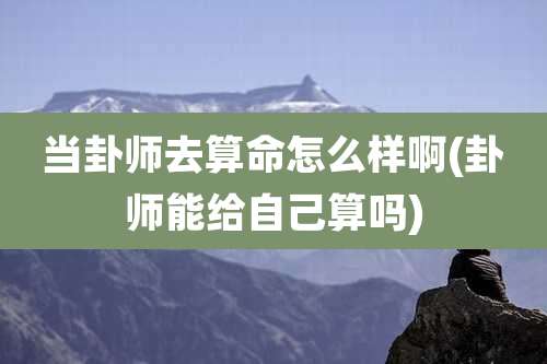 当卦师去算命怎么样啊(卦师能给自己算吗)