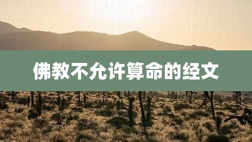 佛教不允许算命的经文