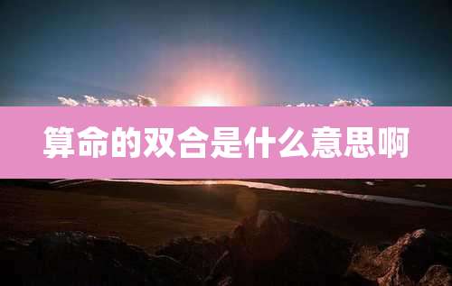 算命的双合是什么意思啊