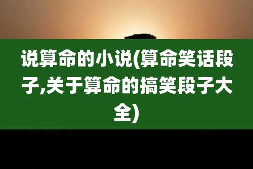 说算命的小说(算命笑话段子,关于算命的搞笑段子大全)