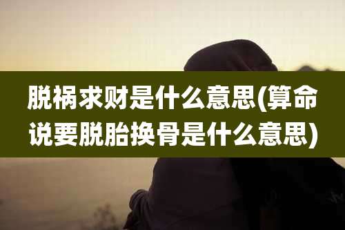 脱祸求财是什么意思(算命说要脱胎换骨是什么意思)