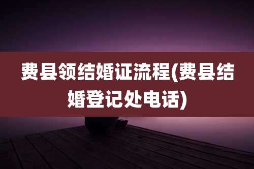 费县领结婚证流程(费县结婚登记处电话)
