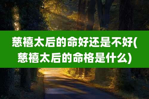 慈禧太后的命好还是不好(慈禧太后的命格是什么)