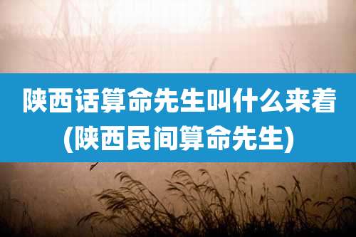 陕西话算命先生叫什么来着(陕西民间算命先生)