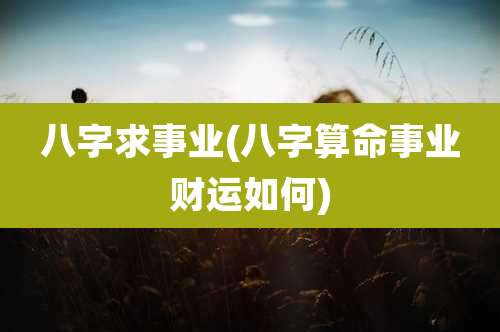 八字求事业(八字算命事业财运如何)