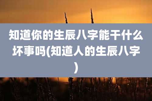 知道你的生辰八字能干什么坏事吗(知道人的生辰八字)