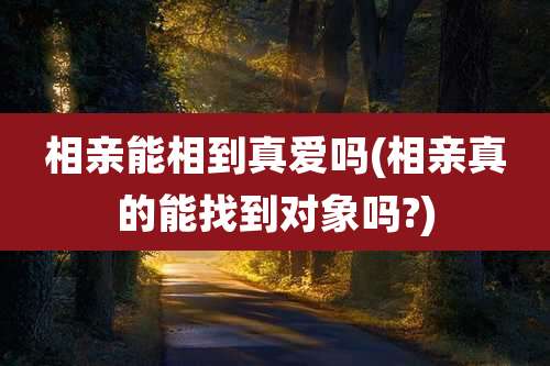 相亲能相到真爱吗(相亲真的能找到对象吗?)