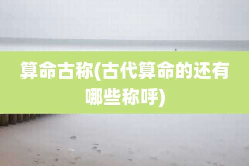 算命古称(古代算命的还有哪些称呼)