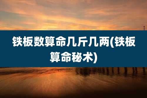铁板数算命几斤几两(铁板算命秘术)