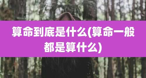 算命到底是什么(算命一般都是算什么)