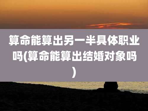 算命能算出另一半具体职业吗(算命能算出结婚对象吗)