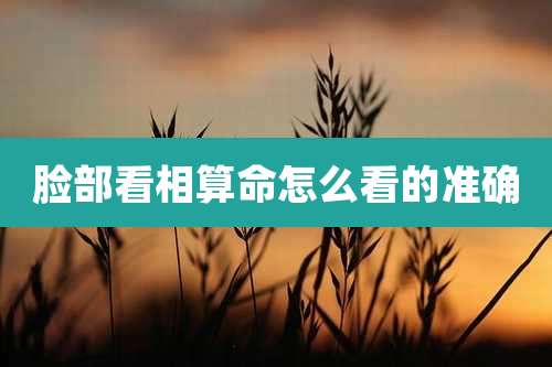 脸部看相算命怎么看的准确