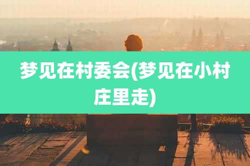 梦见在村委会(梦见在小村庄里走)