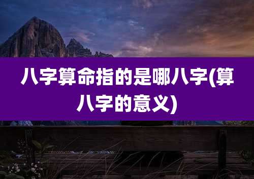 八字算命指的是哪八字(算八字的意义)
