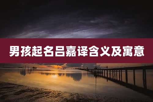 男孩起名吕嘉译含义及寓意