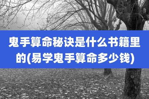 鬼手算命秘诀是什么书籍里的(易学鬼手算命多少钱)