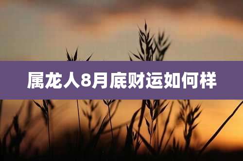 属龙人8月底财运如何样
