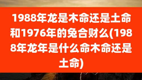 1988年龙是木命还是土命和1976年的兔合财么(1988年龙年是什么命木命还是土命)