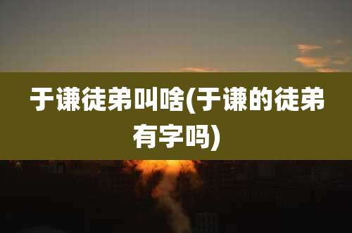 于谦徒弟叫啥(于谦的徒弟有字吗)