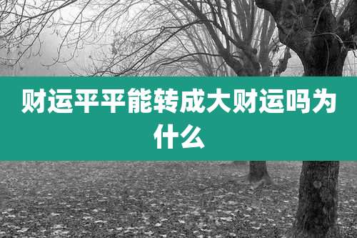 财运平平能转成大财运吗为什么