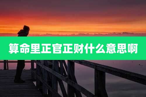 算命里正官正财什么意思啊
