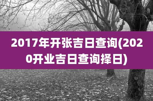 2017年开张吉日查询(2020开业吉日查询择日)