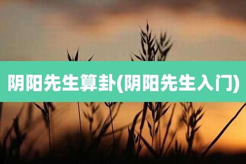 阴阳先生算卦(阴阳先生入门)