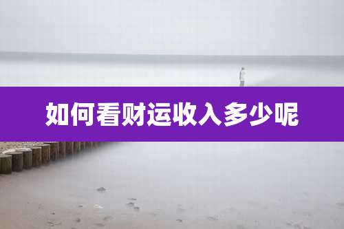 如何看财运收入多少呢