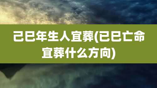 己巳年生人宜葬(已巳亡命宜葬什么方向)