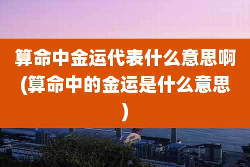 算命中金运代表什么意思啊(算命中的金运是什么意思)