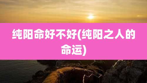 纯阳命好不好(纯阳之人的命运)