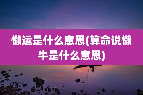 懒运是什么意思(算命说懒牛是什么意思)