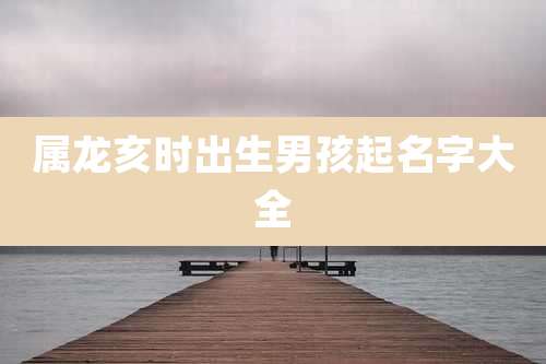 属龙亥时出生男孩起名字大全
