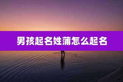 男孩起名姓蒲怎么起名