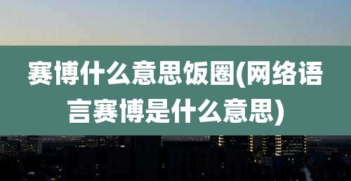 赛博什么意思饭圈(网络语言赛博是什么意思)