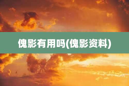 傀影有用吗(傀影资料)