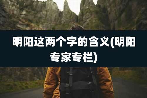 明阳这两个字的含义(明阳专家专栏)