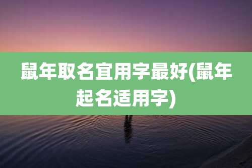 鼠年取名宜用字最好(鼠年起名适用字)