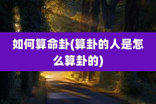 如何算命卦(算卦的人是怎么算卦的)