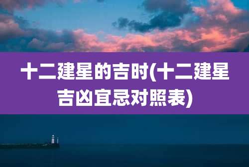 十二建星的吉时(十二建星吉凶宜忌对照表)