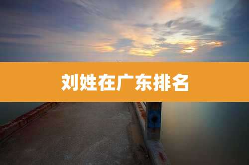 刘姓在广东排名