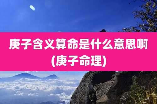 庚子含义算命是什么意思啊(庚子命理)