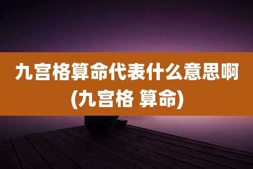 九宫格算命代表什么意思啊(九宫格 算命)