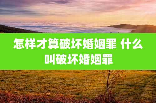 怎样才算破坏婚姻罪 什么叫破坏婚姻罪