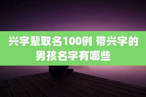 兴字辈取名100例 带兴字的男孩名字有哪些