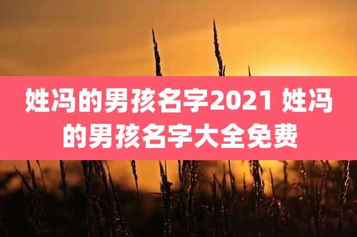 姓冯的男孩名字2021 姓冯的男孩名字大全免费