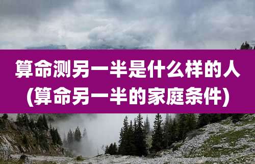 算命测另一半是什么样的人(算命另一半的家庭条件)