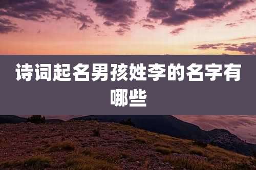 诗词起名男孩姓李的名字有哪些