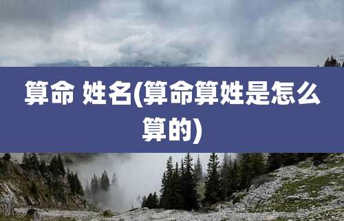 算命 姓名(算命算姓是怎么算的)