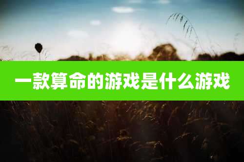 一款算命的游戏是什么游戏
